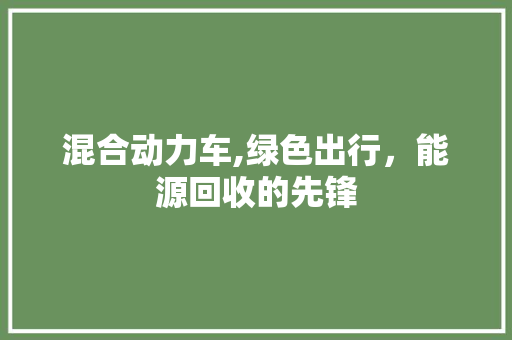 混合动力车,绿色出行，能源回收的先锋