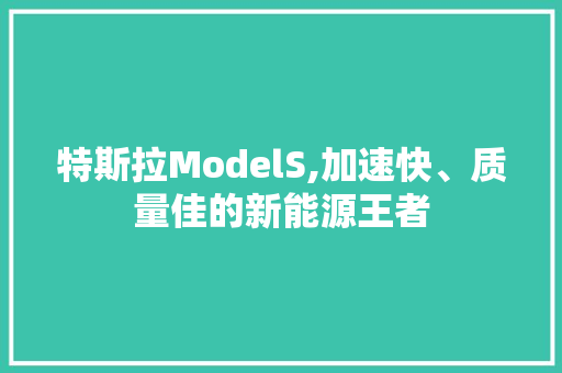特斯拉ModelS,加速快、质量佳的新能源王者