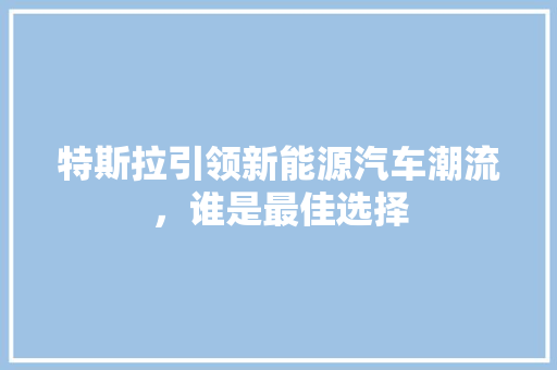 特斯拉引领新能源汽车潮流，谁是最佳选择