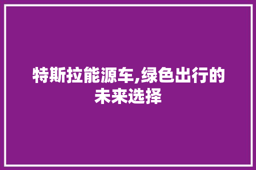 特斯拉能源车,绿色出行的未来选择