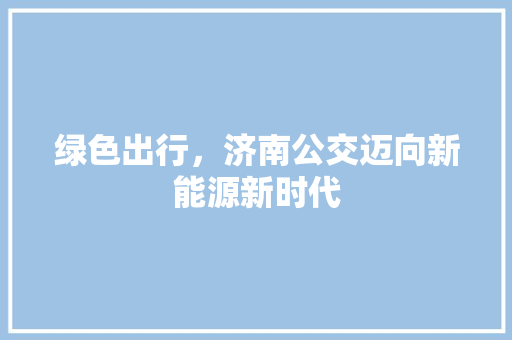 绿色出行，济南公交迈向新能源新时代 自动驾驶