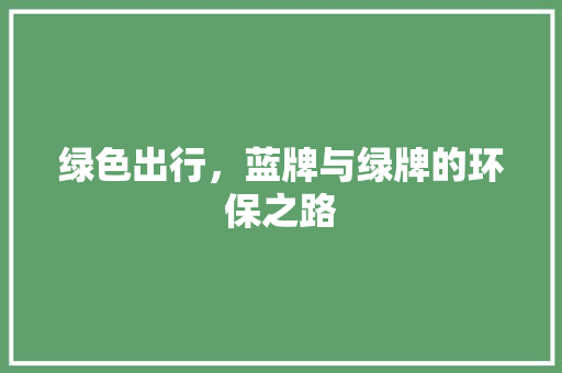 绿色出行，蓝牌与绿牌的环保之路