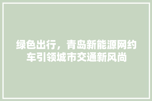 绿色出行，青岛新能源网约车引领城市交通新风尚 汽车轮胎