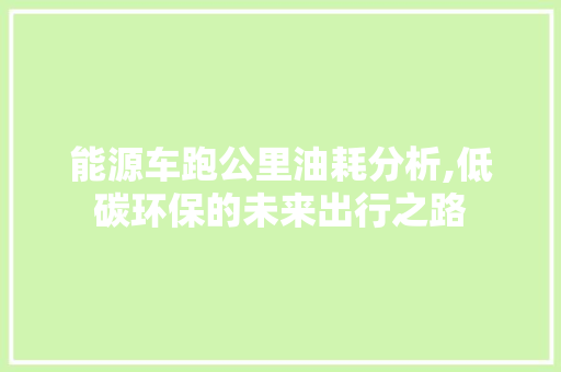 能源车跑公里油耗分析,低碳环保的未来出行之路