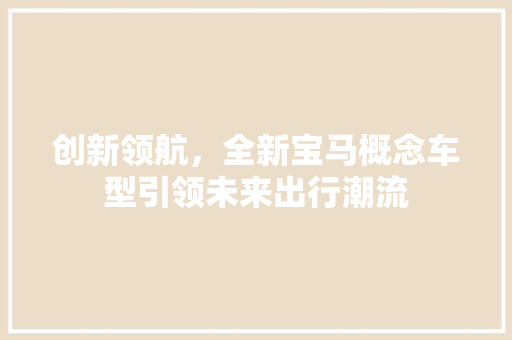 创新领航，全新宝马概念车型引领未来出行潮流