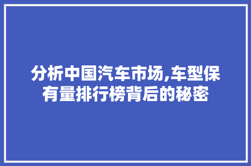 分析中国汽车市场,车型保有量排行榜背后的秘密