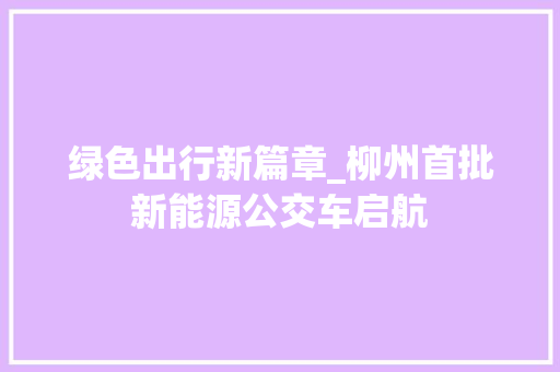 绿色出行新篇章_柳州首批新能源公交车启航