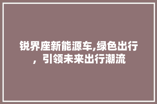 锐界座新能源车,绿色出行，引领未来出行潮流