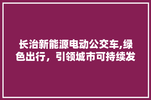 长治新能源电动公交车,绿色出行，引领城市可持续发展新潮流