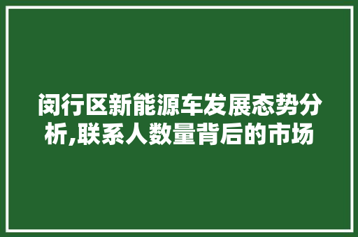 闵行区新能源车发展态势分析,联系人数量背后的市场潜力 汽车配件