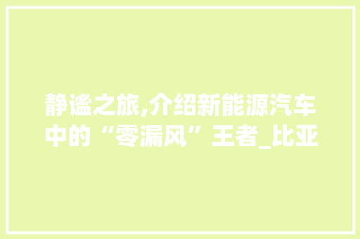 静谧之旅,介绍新能源汽车中的“零漏风”王者_比亚迪汉EV 新能源汽车