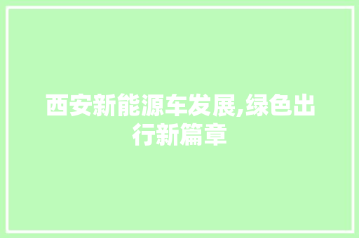 西安新能源车发展,绿色出行新篇章
