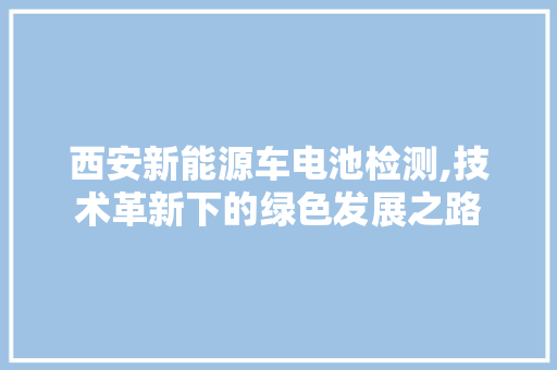西安新能源车电池检测,技术革新下的绿色发展之路 新车资讯