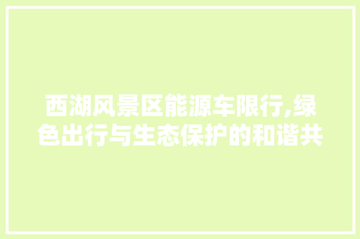 西湖风景区能源车限行,绿色出行与生态保护的和谐共鸣 新能源汽车