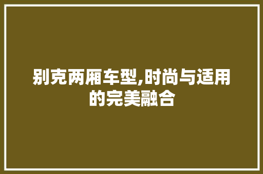 别克两厢车型,时尚与适用的完美融合