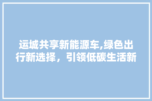 运城共享新能源车,绿色出行新选择，引领低碳生活新潮流