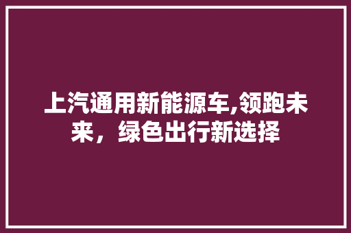 上汽通用新能源车,领跑未来，绿色出行新选择