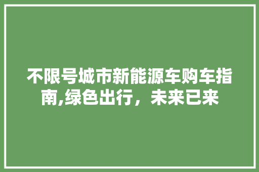 不限号城市新能源车购车指南,绿色出行，未来已来