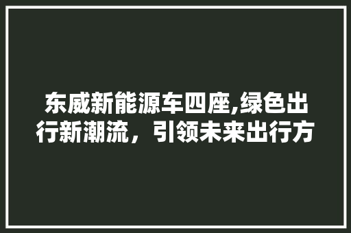 东威新能源车四座,绿色出行新潮流，引领未来出行方式