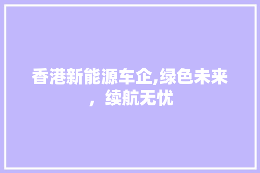 香港新能源车企,绿色未来，续航无忧