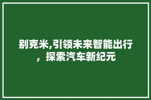 别克米,引领未来智能出行，探索汽车新纪元