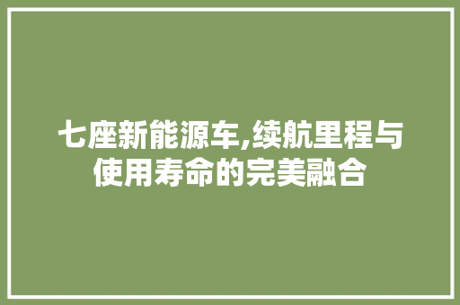 七座新能源车,续航里程与使用寿命的完美融合