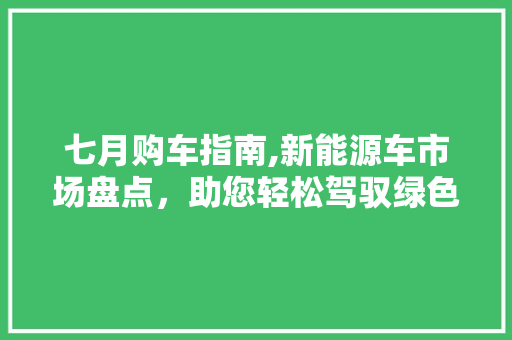 七月购车指南,新能源车市场盘点，助您轻松驾驭绿色出行