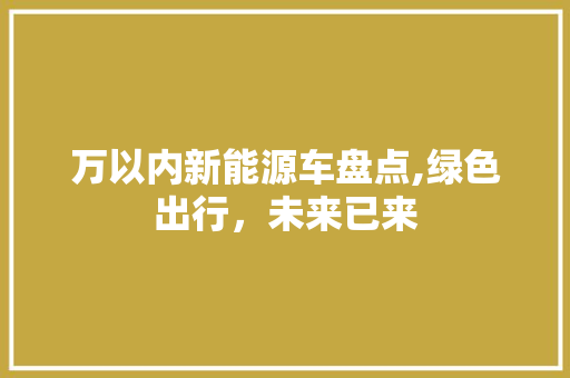 万以内新能源车盘点,绿色出行，未来已来