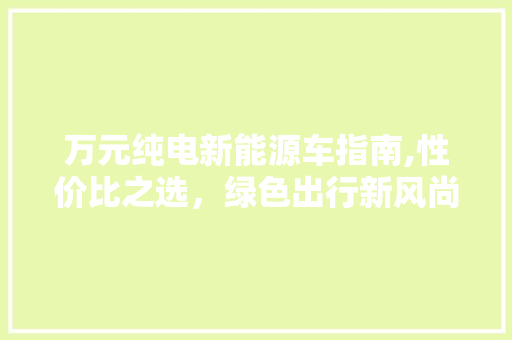 万元纯电新能源车指南,性价比之选，绿色出行新风尚