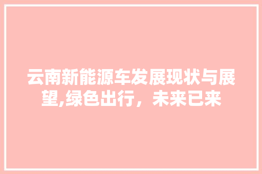 云南新能源车发展现状与展望,绿色出行，未来已来 汽车轮胎