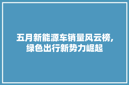 五月新能源车销量风云榜,绿色出行新势力崛起
