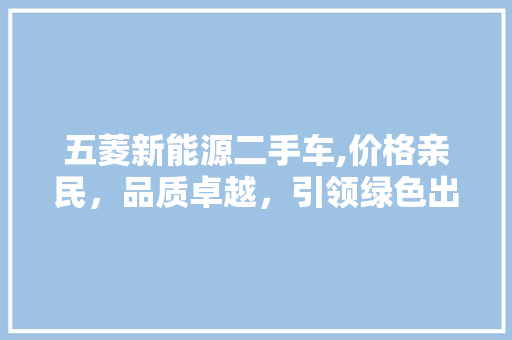 五菱新能源二手车,价格亲民，品质卓越，引领绿色出行新风尚