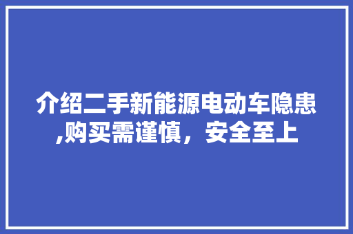 介绍二手新能源电动车隐患,购买需谨慎，安全至上