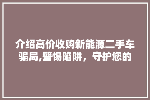 介绍高价收购新能源二手车骗局,警惕陷阱，守护您的财产安全