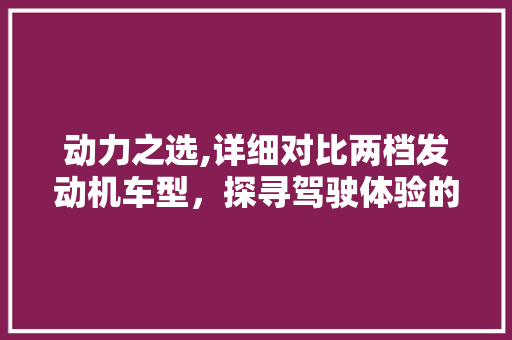 动力之选,详细对比两档发动机车型，探寻驾驶体验的极致区别