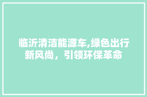 临沂清洁能源车,绿色出行新风尚，引领环保革命
