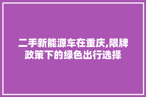 二手新能源车在重庆,限牌政策下的绿色出行选择 汽车配件