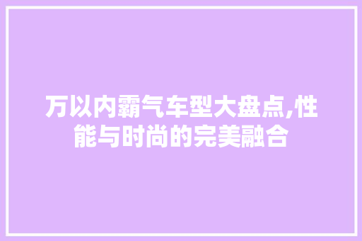 万以内霸气车型大盘点,性能与时尚的完美融合