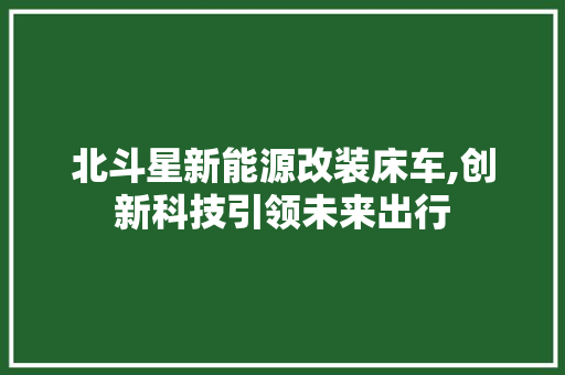 北斗星新能源改装床车,创新科技引领未来出行
