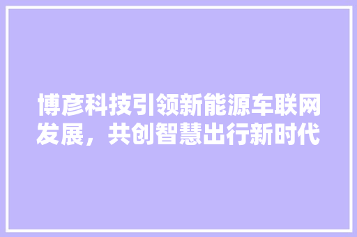 博彦科技引领新能源车联网发展，共创智慧出行新时代