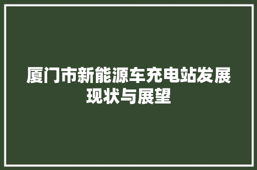 厦门市新能源车充电站发展现状与展望