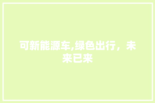 可新能源车,绿色出行，未来已来