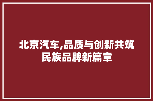 北京汽车,品质与创新共筑民族品牌新篇章