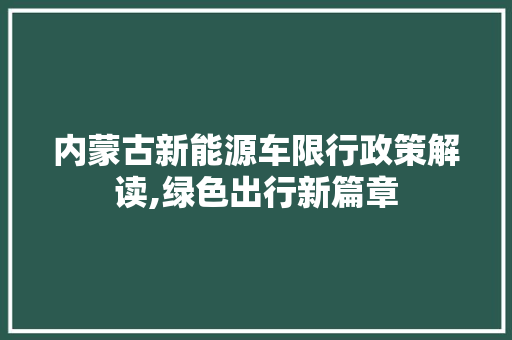 内蒙古新能源车限行政策解读,绿色出行新篇章 自动驾驶