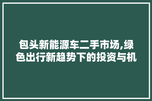 包头新能源车二手市场,绿色出行新趋势下的投资与机遇