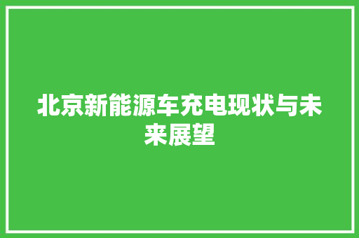 北京新能源车充电现状与未来展望 新车资讯