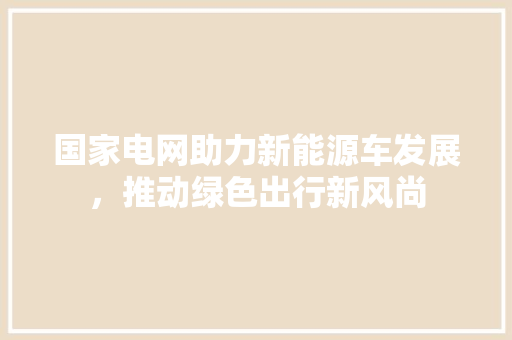 国家电网助力新能源车发展，推动绿色出行新风尚