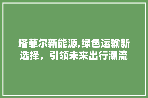 塔菲尔新能源,绿色运输新选择，引领未来出行潮流