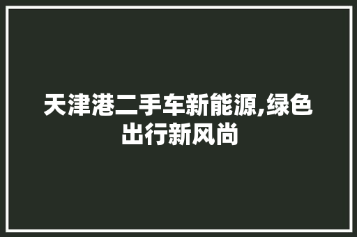 天津港二手车新能源,绿色出行新风尚