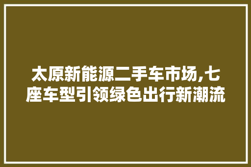 太原新能源二手车市场,七座车型引领绿色出行新潮流